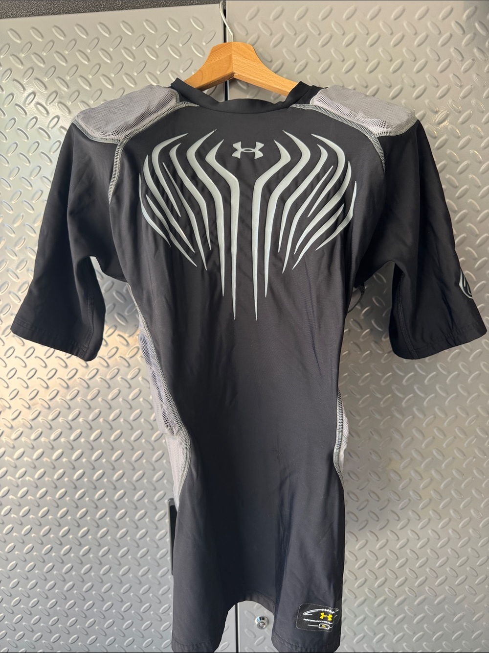 Under Armour Football Black Compression Shirt with Light Gray Graphic